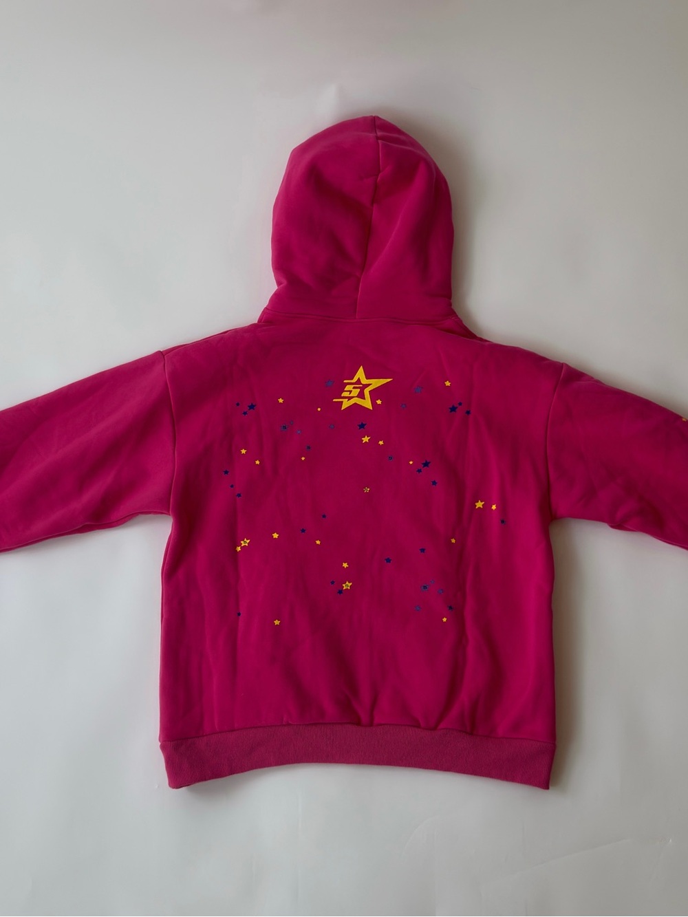 Girls Bright Pink Star Graphic Hoodie